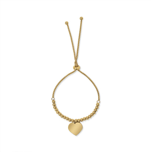 Stainless Steel Adjustable Engravable Heart Beaded Bracelet