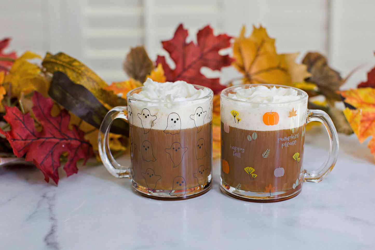Ghost Halloween Glass Mug, Fall Decor | 12oz