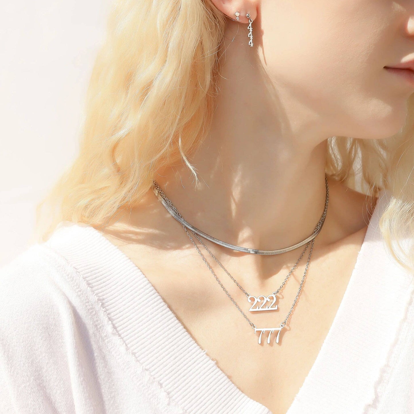 18K PVD Stainless Steel Angel Number Necklace