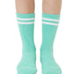 "Cat Lover" Fuzzy Crew Socks w/ Bottom Grip Phrase - Teal
