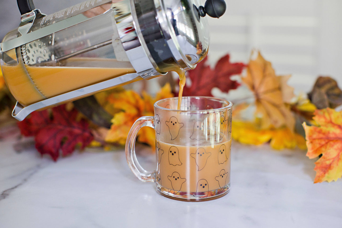 Ghost Halloween Glass Mug, Fall Decor | 12oz