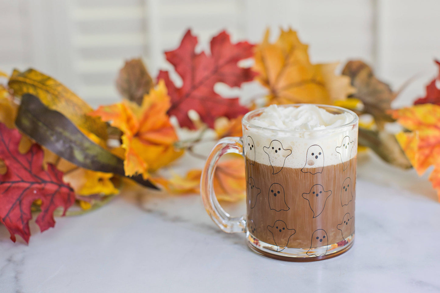 Ghost Halloween Glass Mug, Fall Decor | 12oz