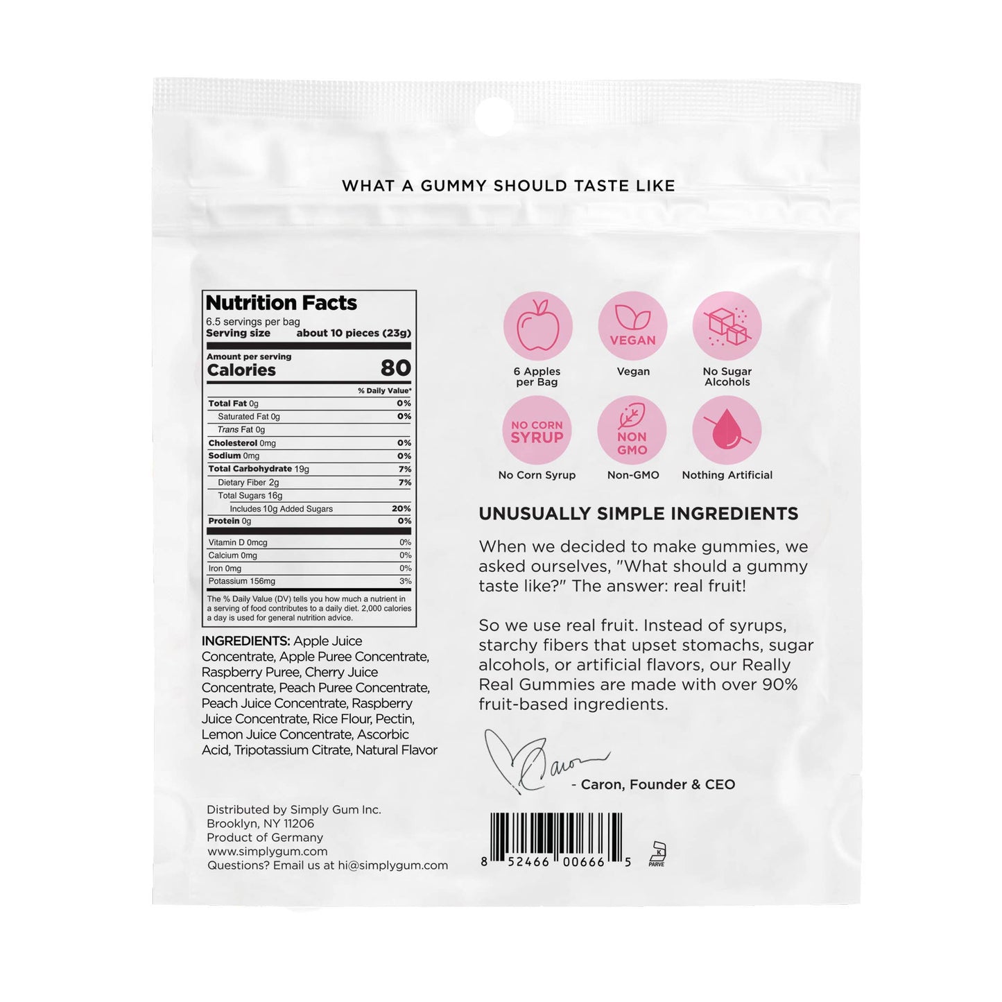 Really Real Gummies - Peach Raspberry (1 x 5.3 oz Bag)
