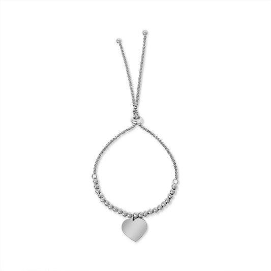 Stainless Steel Adjustable Engravable Heart Beaded Bracelet