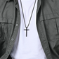 Mens Cross Charm Pendant Necklace in Stainless Steel